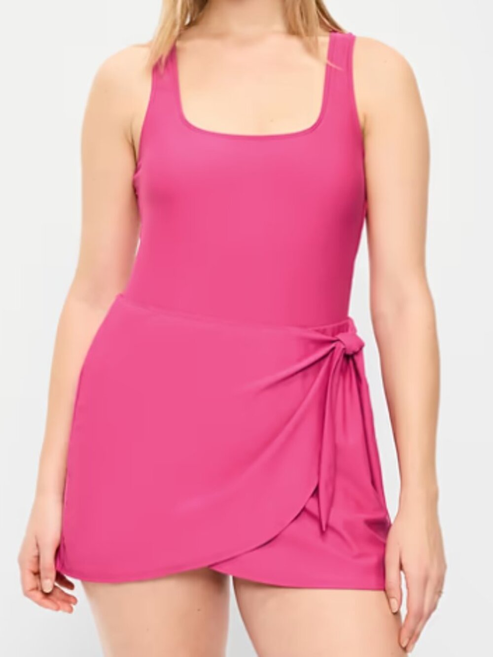 Old Navy Women's Side Tie Swim Dress One Piece Swimsuit Hot Pink Size L